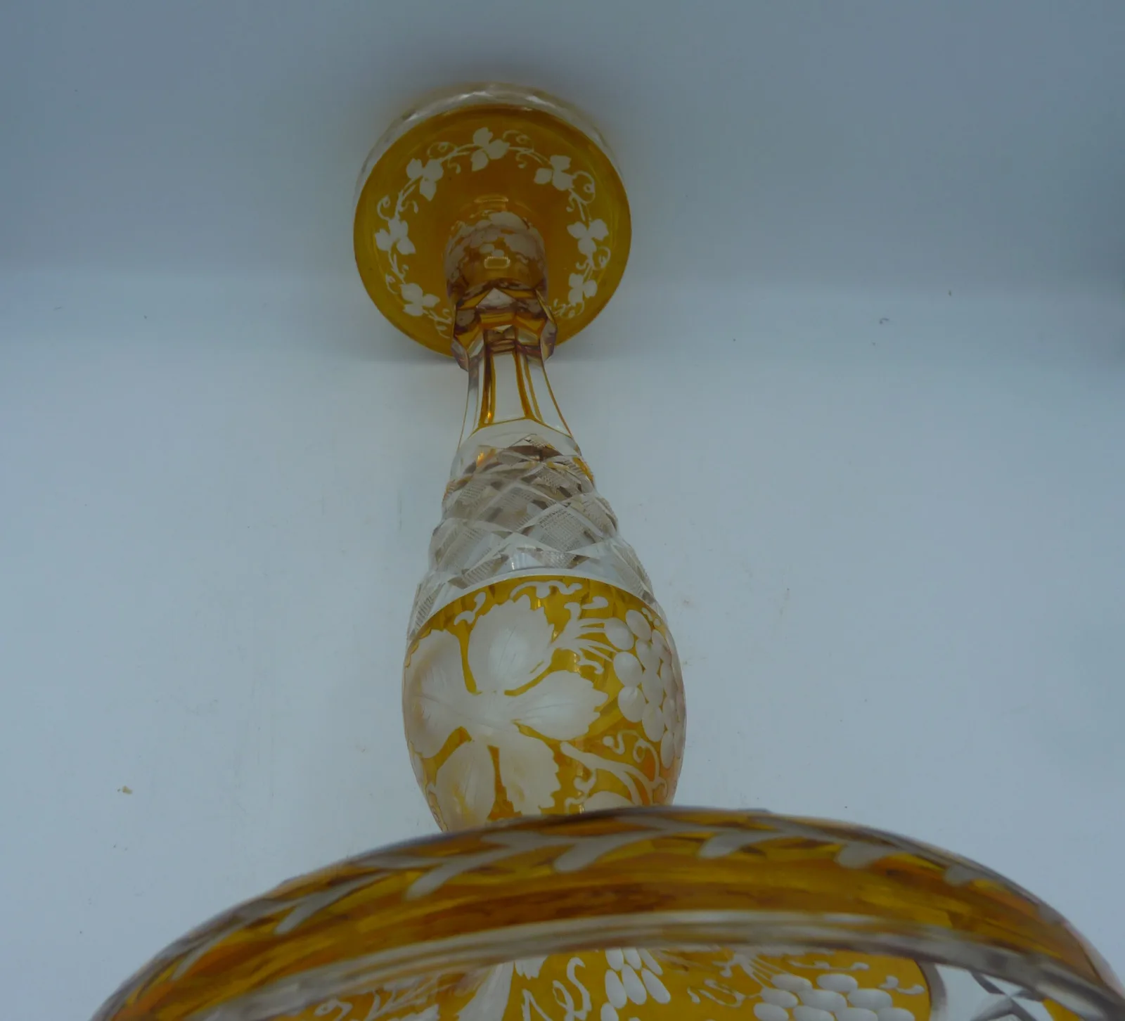 Antique Amber Bohemian Glass Pillar Candleholder - Image 2